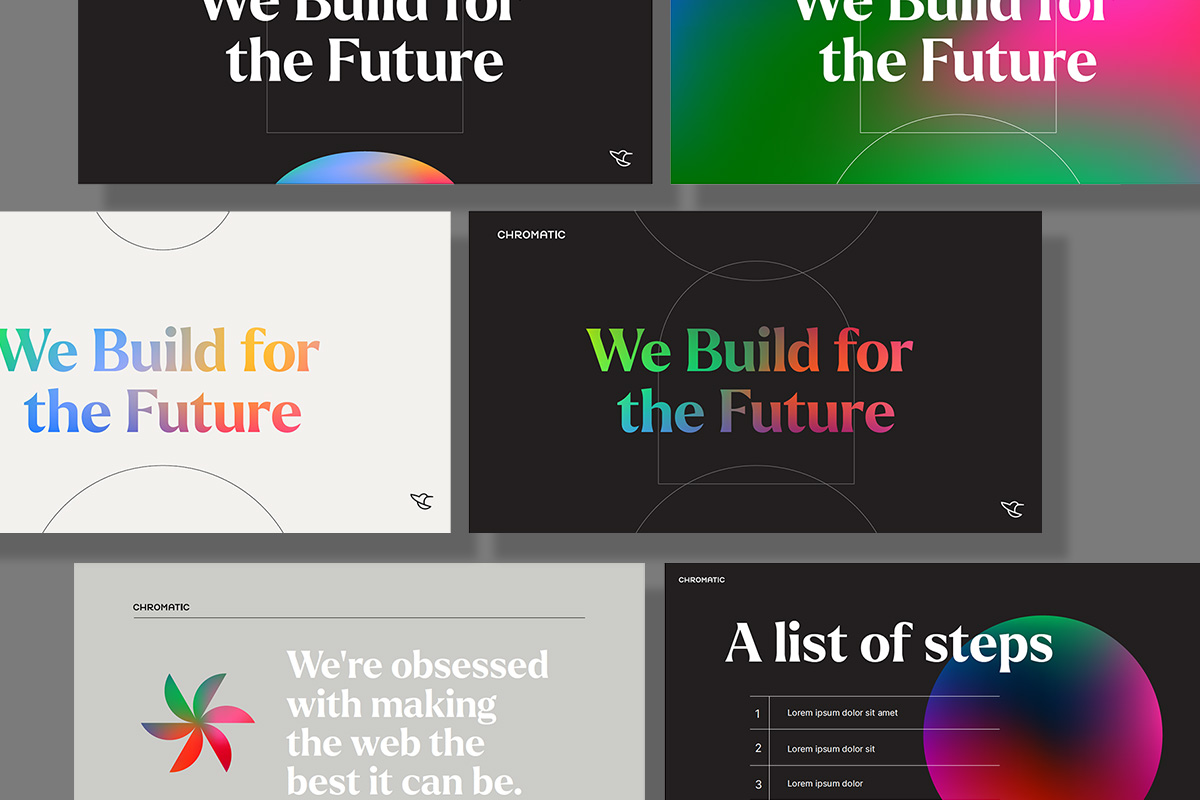 Examples of presentation deck slides by brand designer Jessica Jones